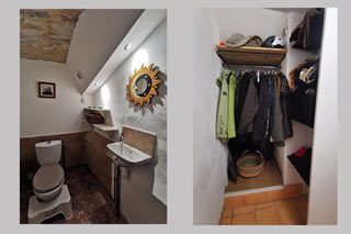 Salon du rez-de-chaussée ouvert sur la cour - maison à Saint Jean de Serres